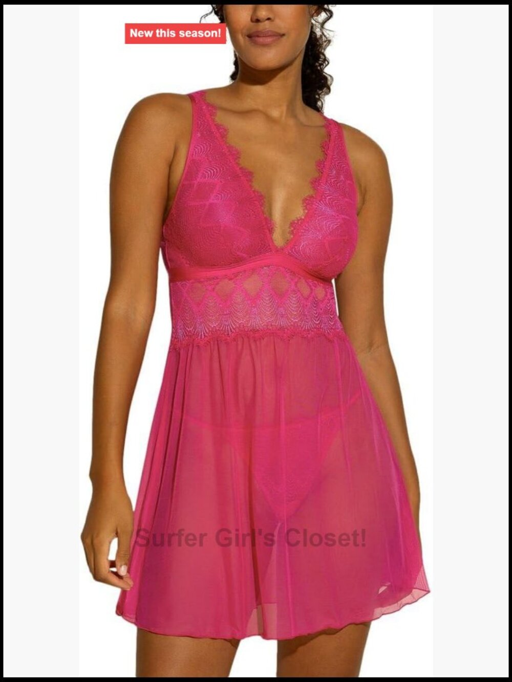 Lace Babydoll Chemise Plunge Deep V-Neck Sleeveless